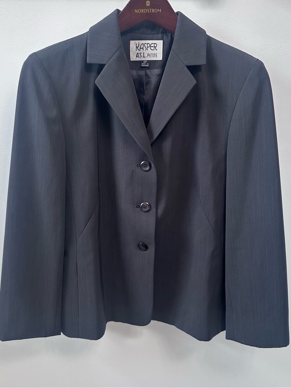 Kasper A.S.L. Vintage 90’s Grey Textured 3 Button Blazer Suit Jacket Women’s 8P